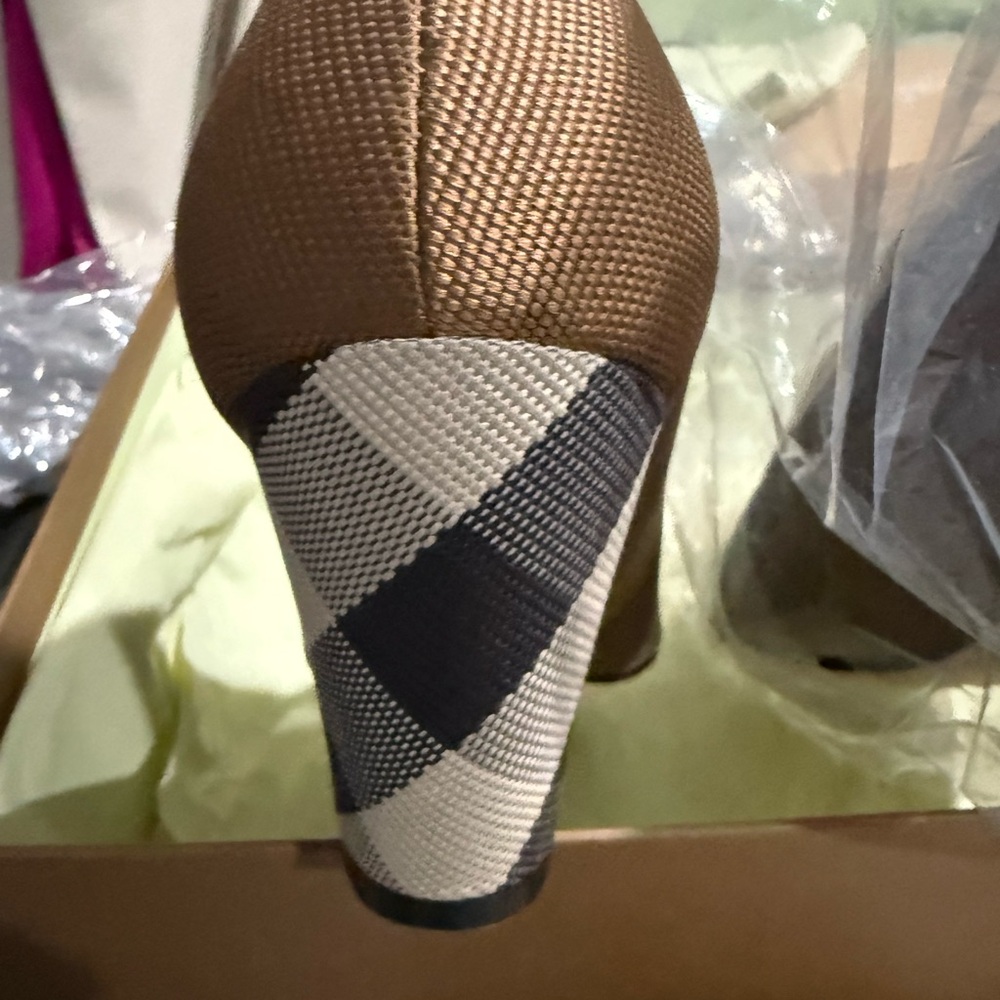 Burberry Checkered Wedges in Brown and Cream - Picture 9 of 16